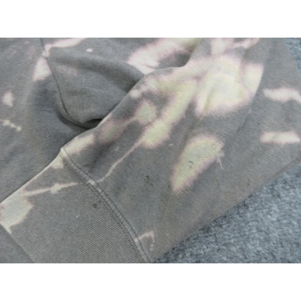 The North Face Hoodie Mens Medium Gray Bleach Dye Fleece Pullover Sweatshirt